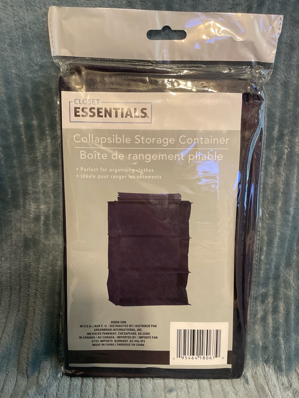 Navy Blue Closet Essentials Collapsible Storage Container ~ NEW